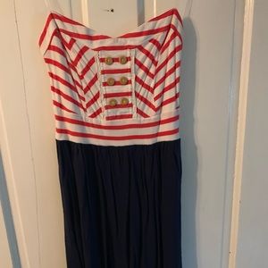 Strapless red, white and blue dress